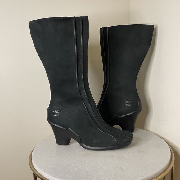 Timberland Women’s Uptown Tall Black Nubuck Leather Boots Style 98367 Sz.9.5 - Picture 5 of 15